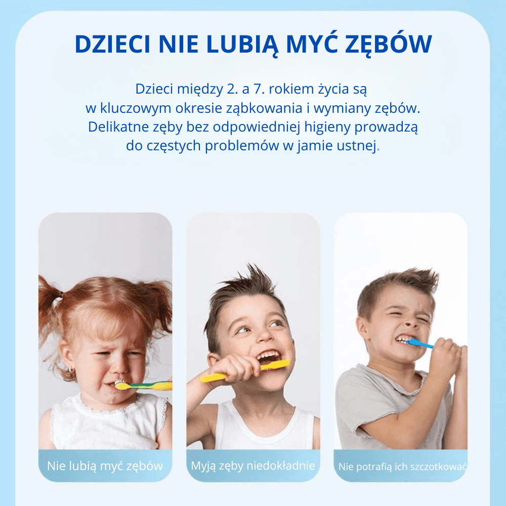 Dziecięca szczoteczka soniczna - szybkie mycie, czyste ząbki, radość z używania